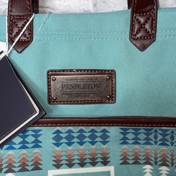 Pendleton Aqua Harding Travel Bag Tribal Boho Western Print Shopper Tote NWT - Picture 11 of 13